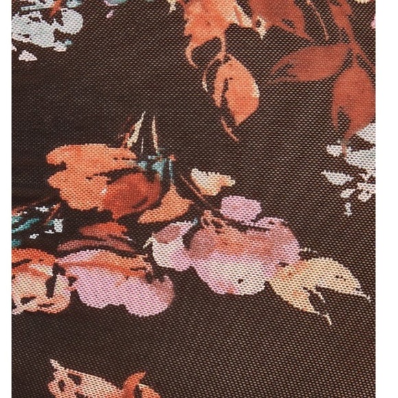 TORRID NWT BLACK FLORAL MESH DRAWSTRING CAP SLEEVE LONGLINE BRALETTE & P… - Picture 6 of 8